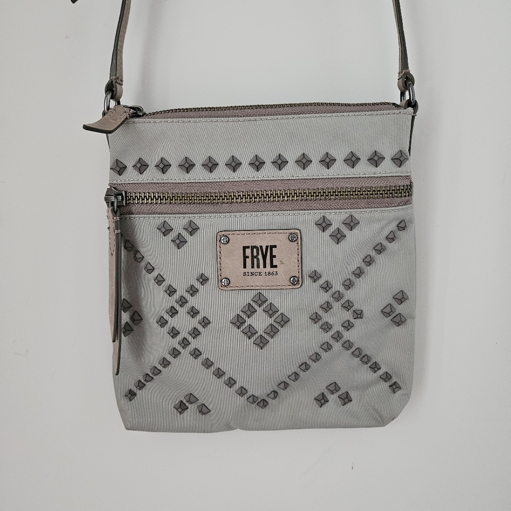 Frye Gray Studded Crossbody Bag